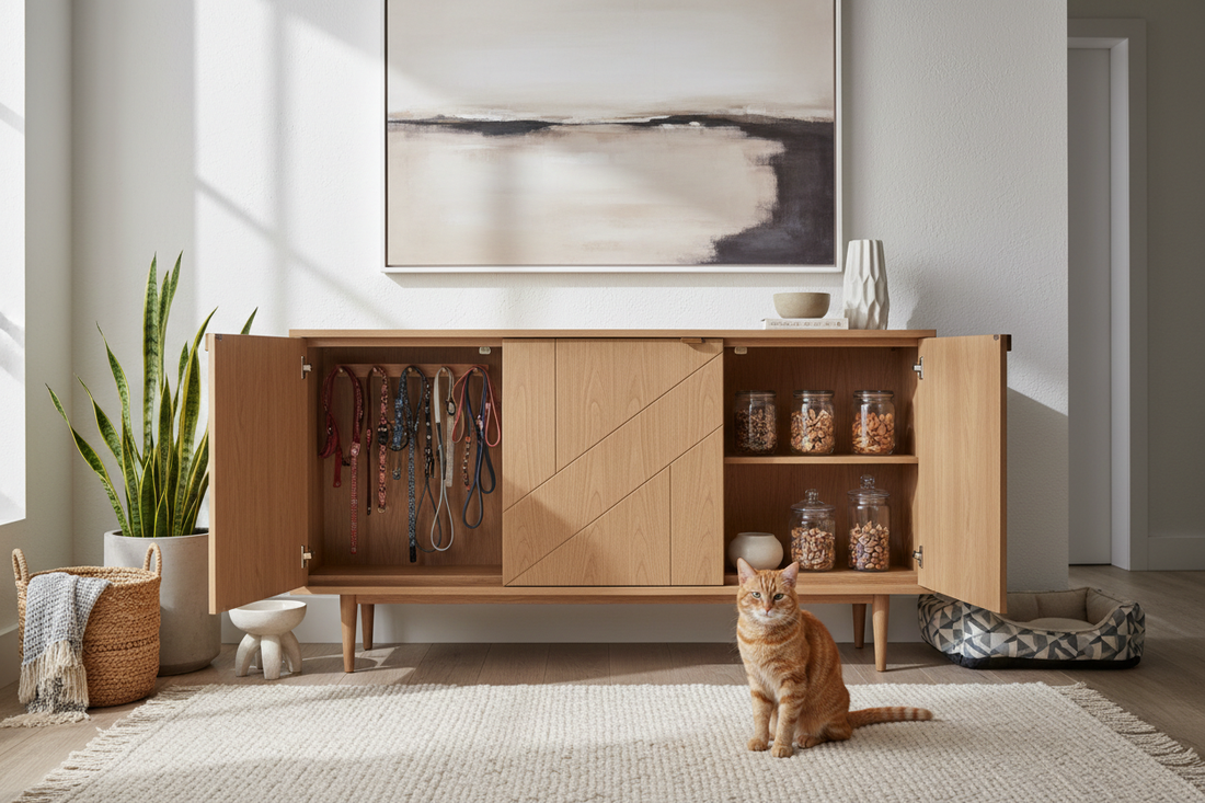 Maeve Entryway Console & Pet Organizer Review: Stylish Storage for Leashes, Toys & More