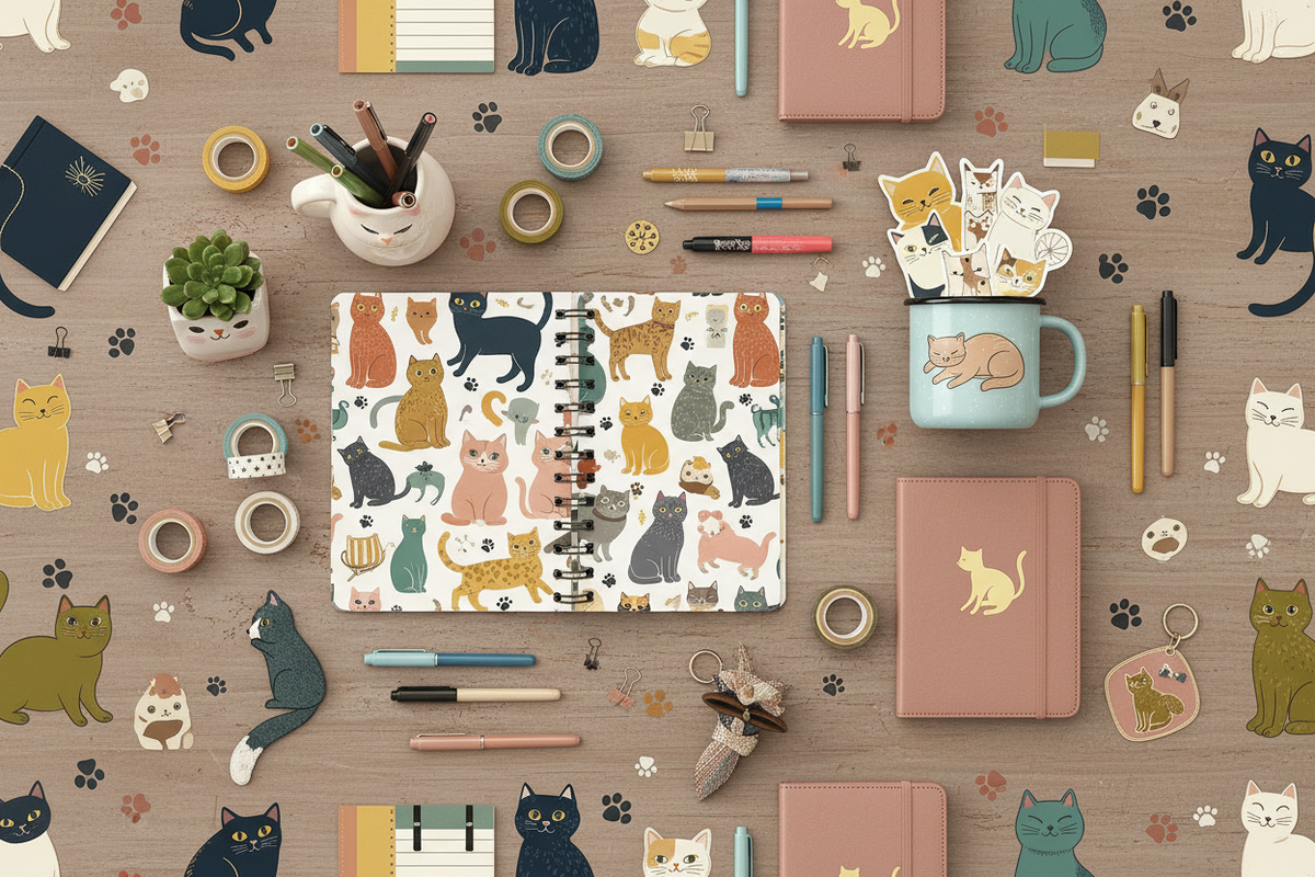 Cat Themed Stationery & Office Collection