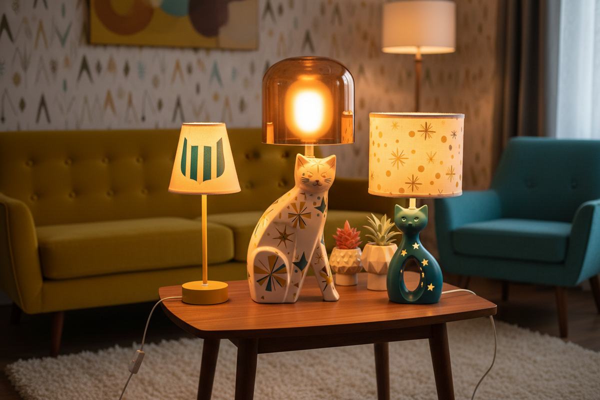 Mid-Century Modern Cat Lamps