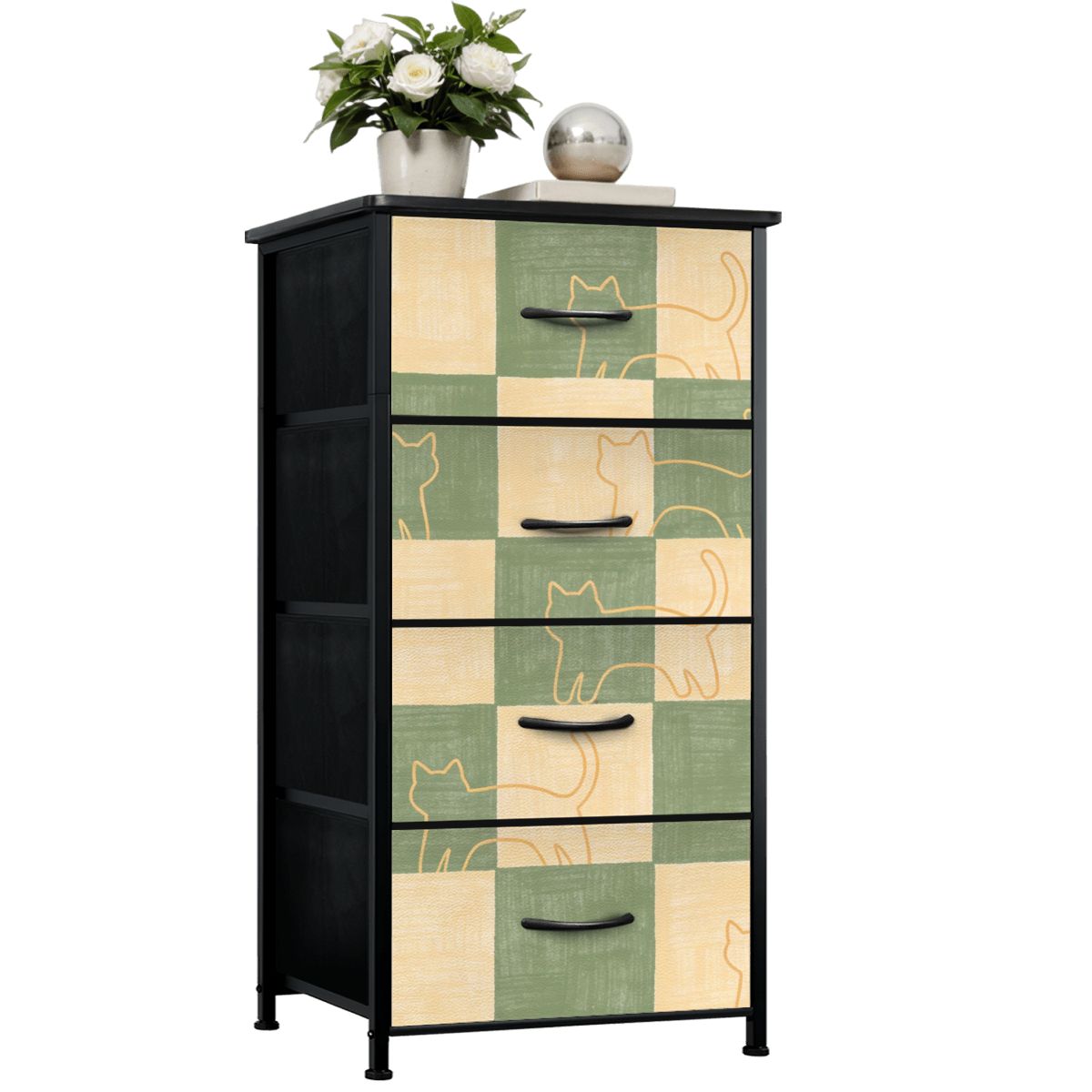 The Maeve 4-Drawer Slim Chest & Dresser (Checkerboard Mew Edition)