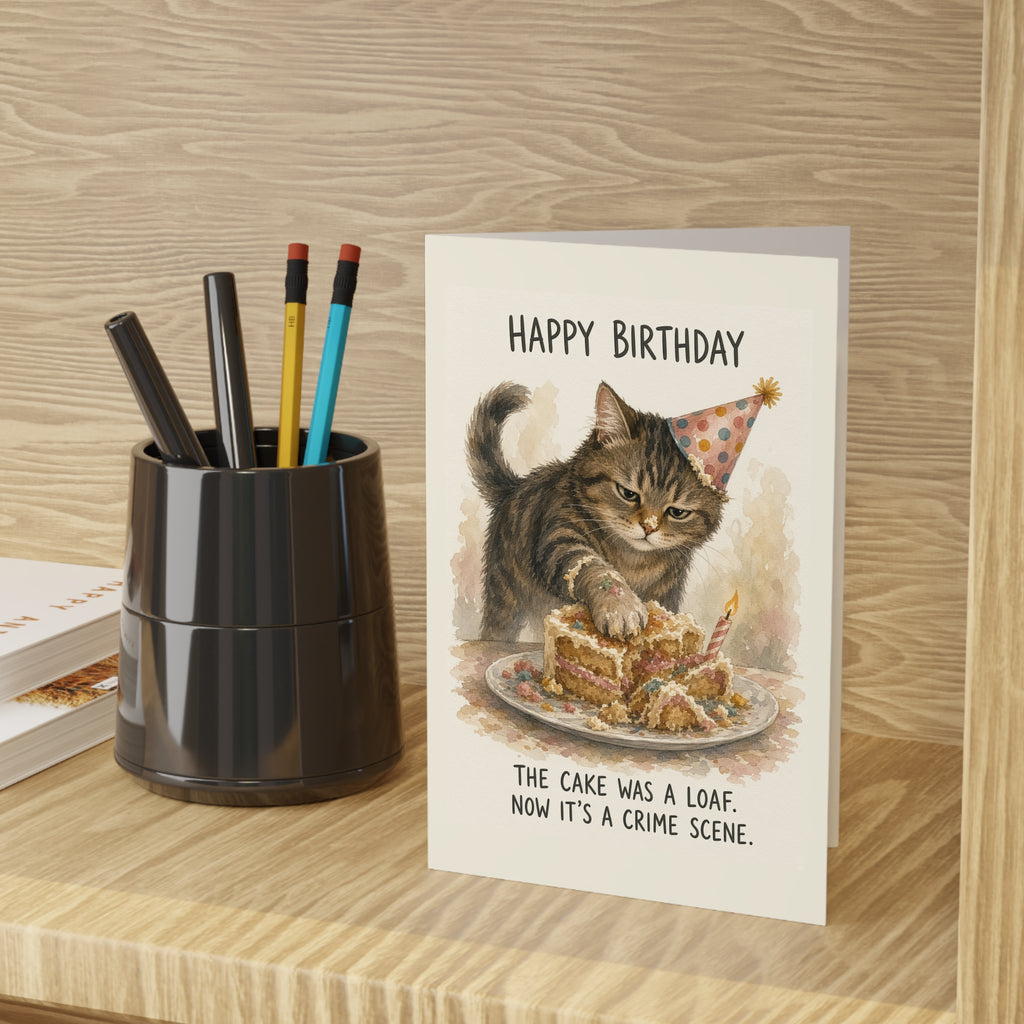 "The Cake Was a Loaf" Funny Cat Birthday Card