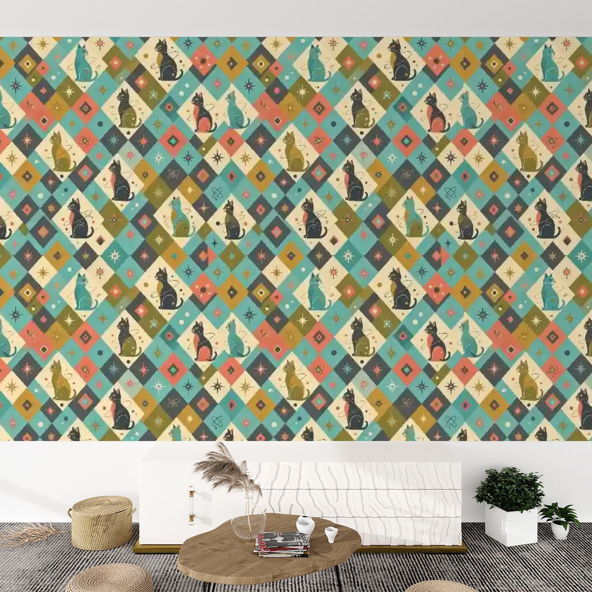 Mosaic Cat Peel & Stick Wallpaper