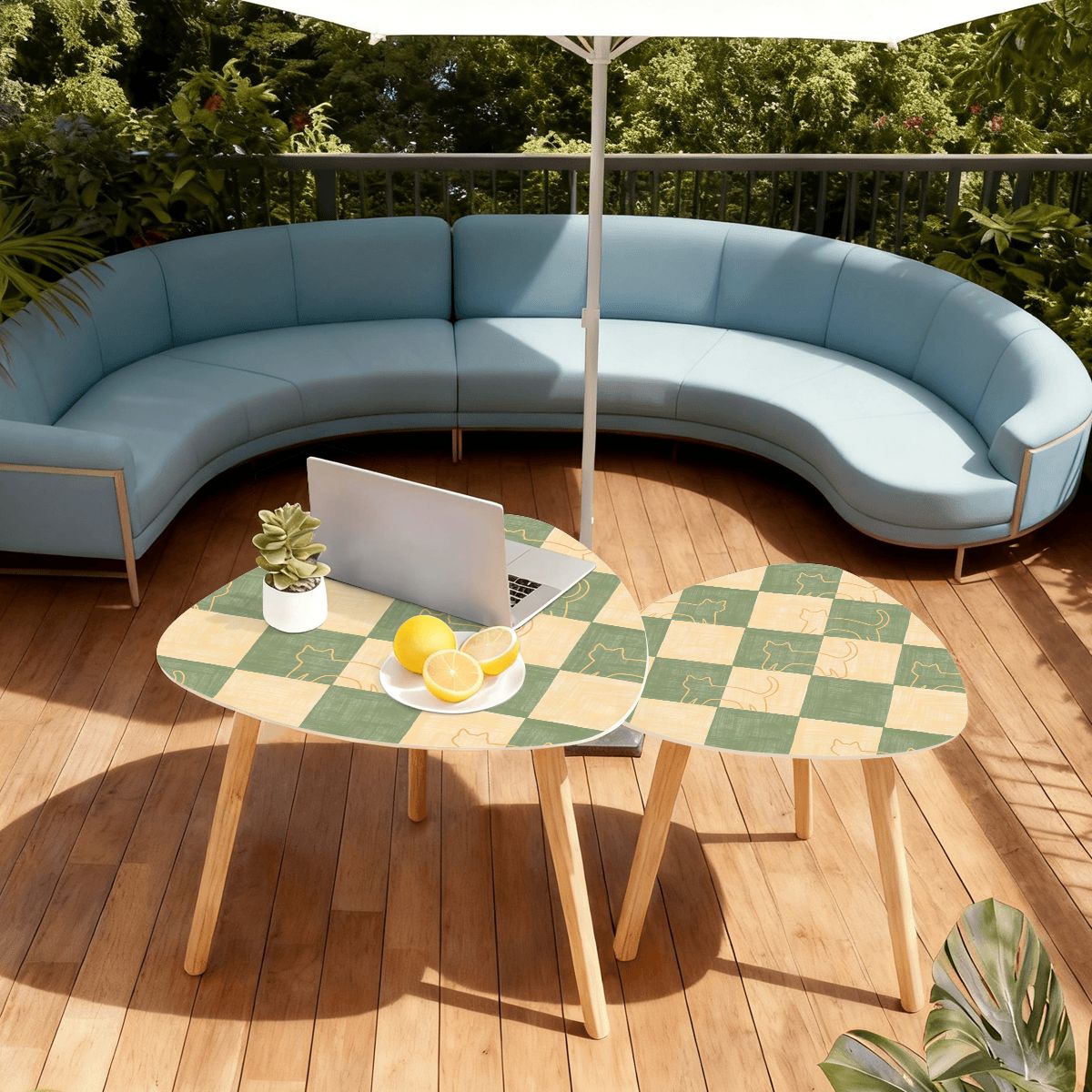 The Kyoto Minimalist Nesting Coffee Tables (Checkerboard Mew Edition)
