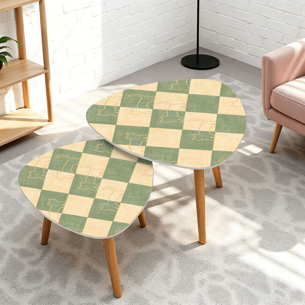 The Kyoto Minimalist Nesting Coffee Tables (Checkerboard Mew Edition)