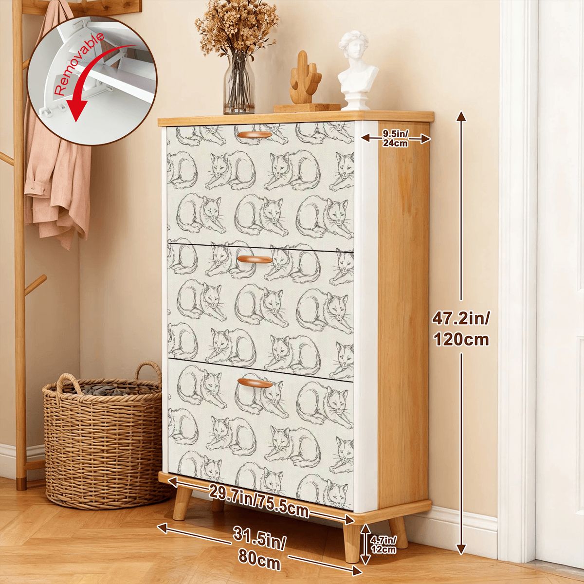 The Maeve 3-Door Entryway Console & Pet Organizer (Sleepy Mew Edition)