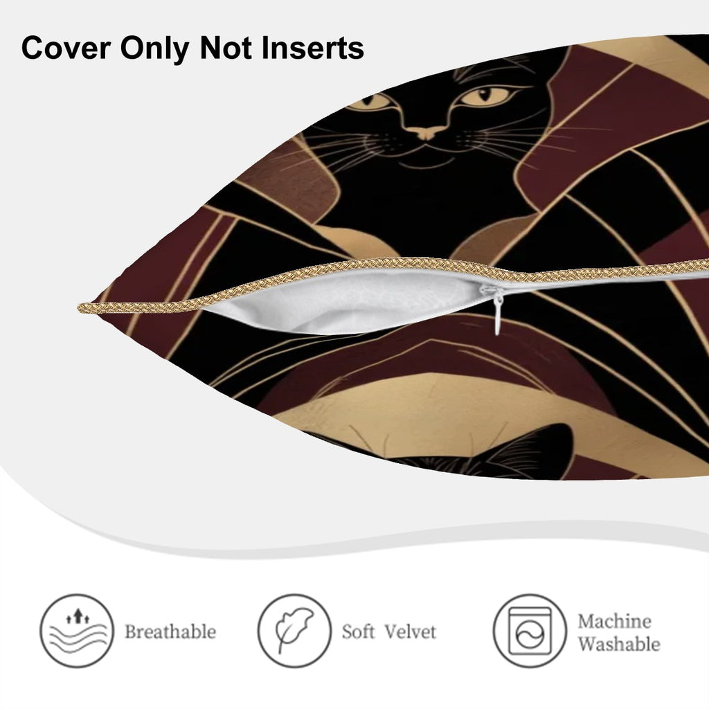 Deco Cat Velvet Pillow Cover