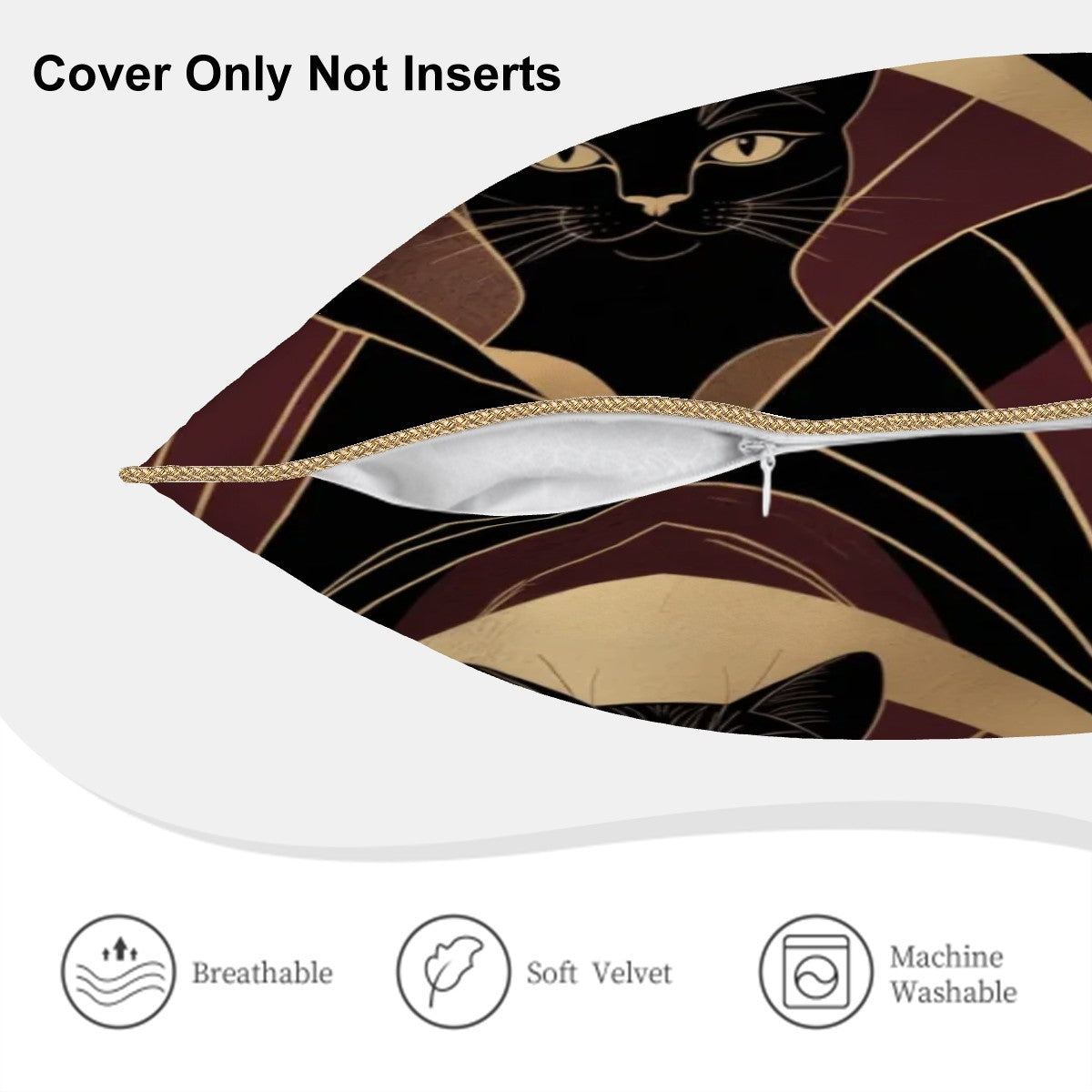 Deco Cat Velvet Pillow Cover