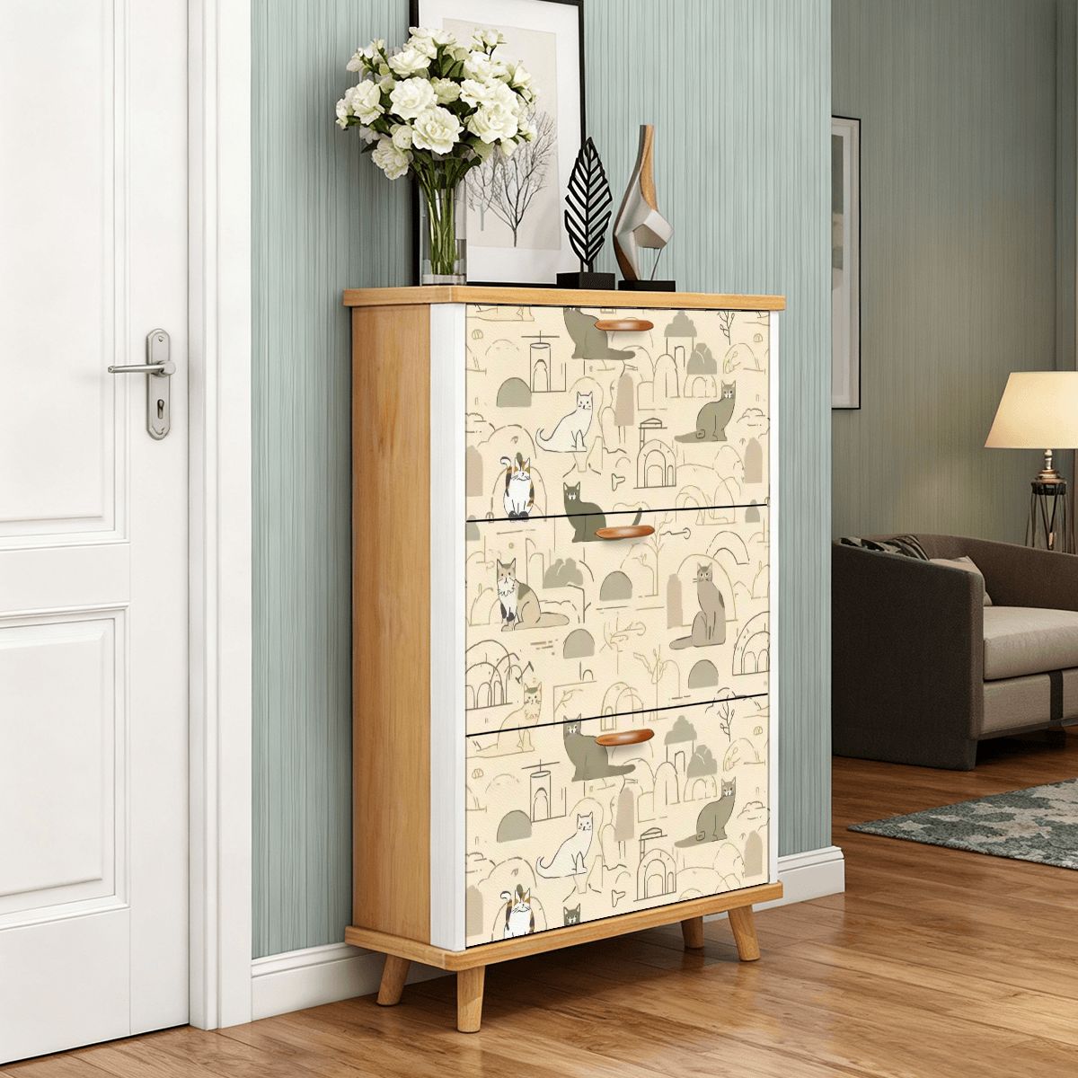 The Maeve 3-Door Entryway Console & Pet Organizer (Clay & Contour Edition)