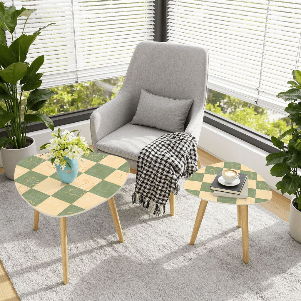The Kyoto Minimalist Nesting Coffee Tables (Checkerboard Mew Edition)