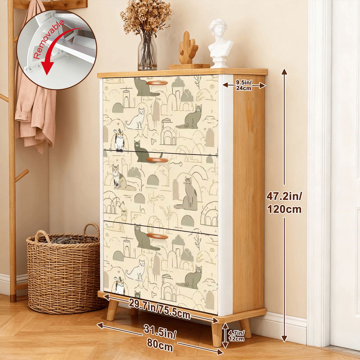 The Maeve 3-Door Entryway Console & Pet Organizer (Clay & Contour Edition)