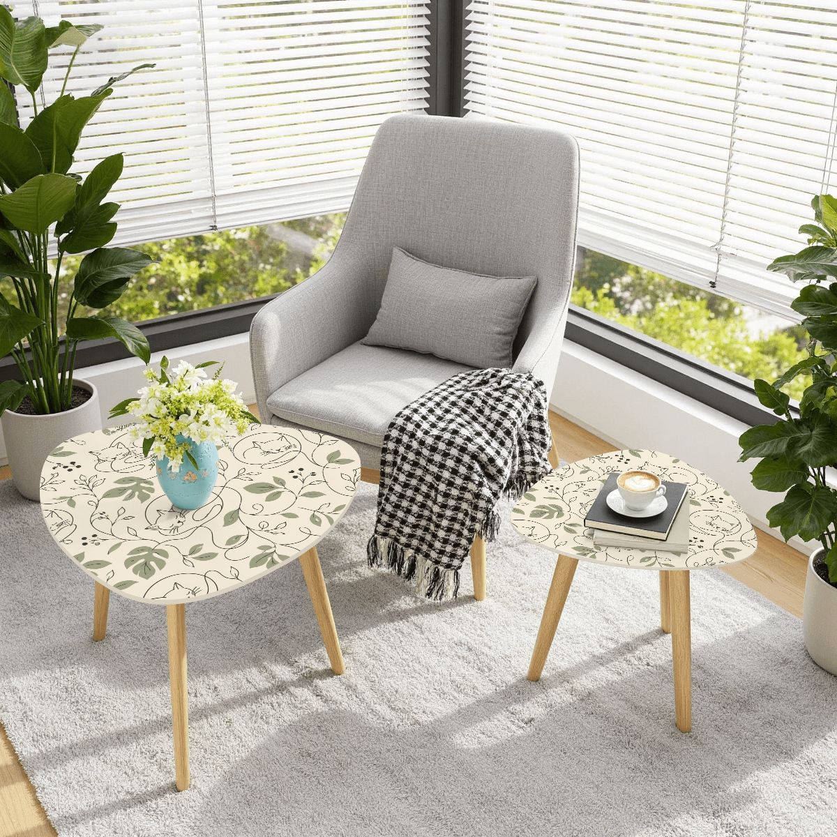 The Kyoto Minimalist Nesting Coffee Tables (Botanical Mew Edition)