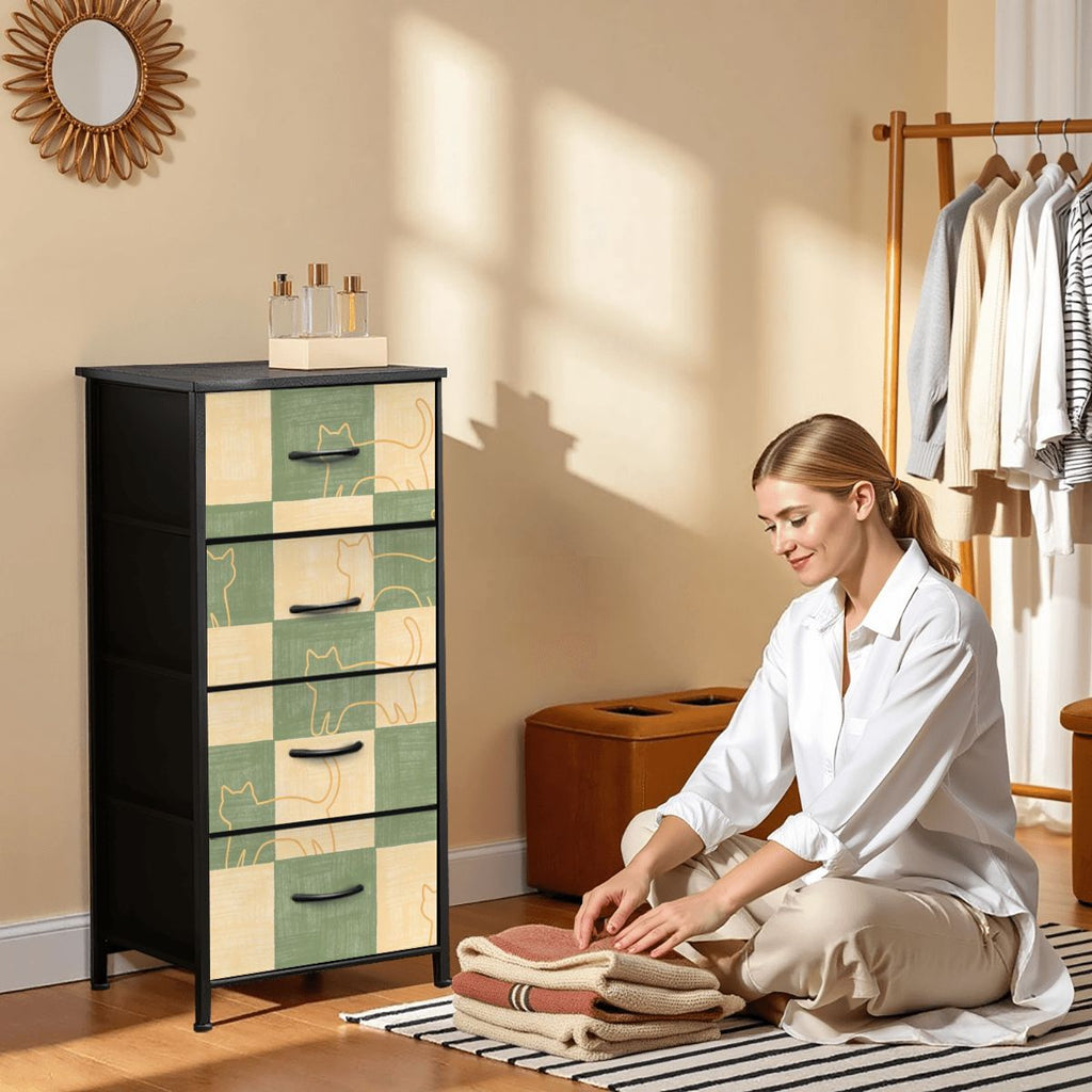 The Maeve 4-Drawer Slim Chest & Dresser (Checkerboard Mew Edition)