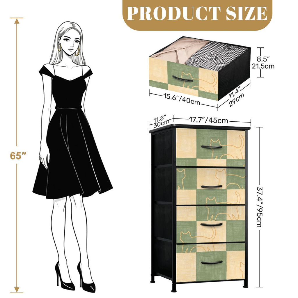 The Maeve 4-Drawer Slim Chest & Dresser (Checkerboard Mew Edition)
