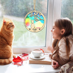 Cat memorial suncatcher by window. Personalized pet loss gift.