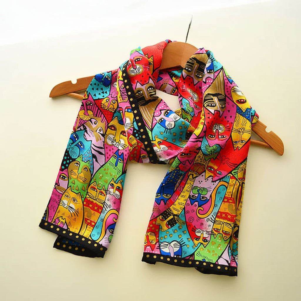 Colorful Cats Silk Scarf