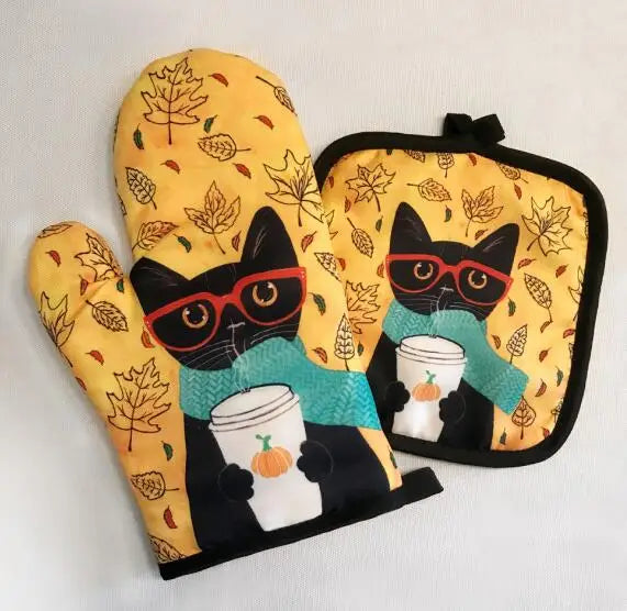 Cat Oven Mitt Set