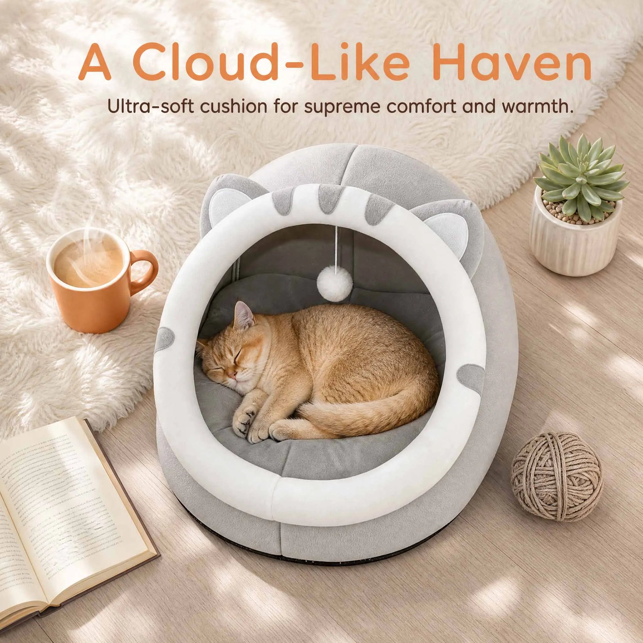 Kitten Cave Bed — Cozy Semi-Enclosed Cat House