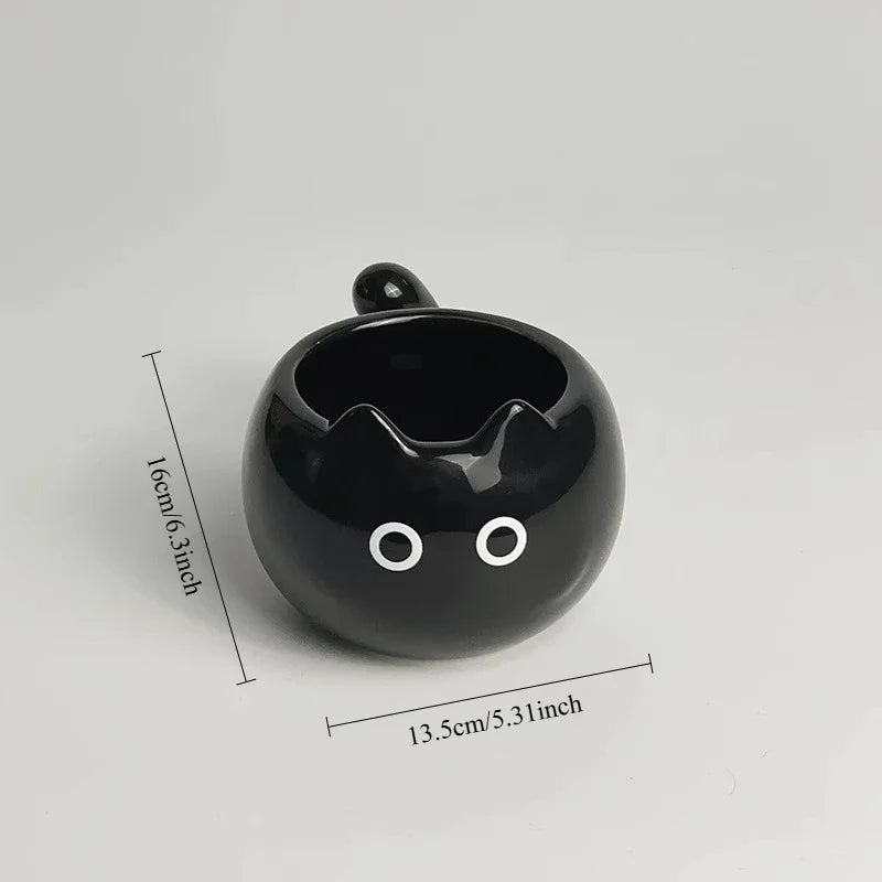 Cat Mug — Ceramic Siamese Cat Coffee Cup with Tray