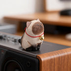 Kitten Figurine — Hand-Carved Wooden Cat Ornament