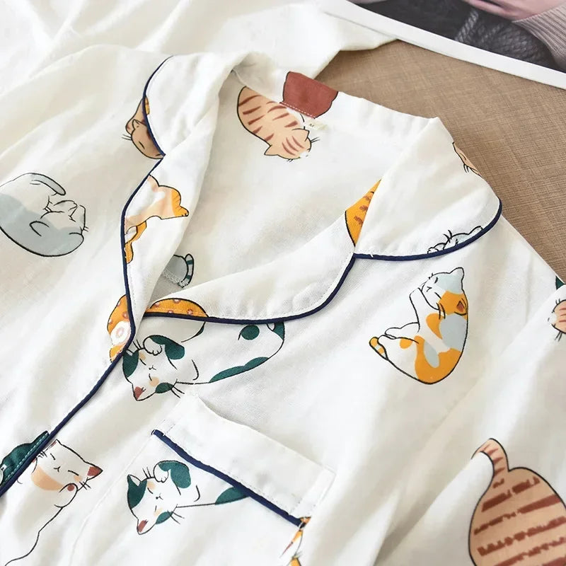 Cat Print Pajama Set