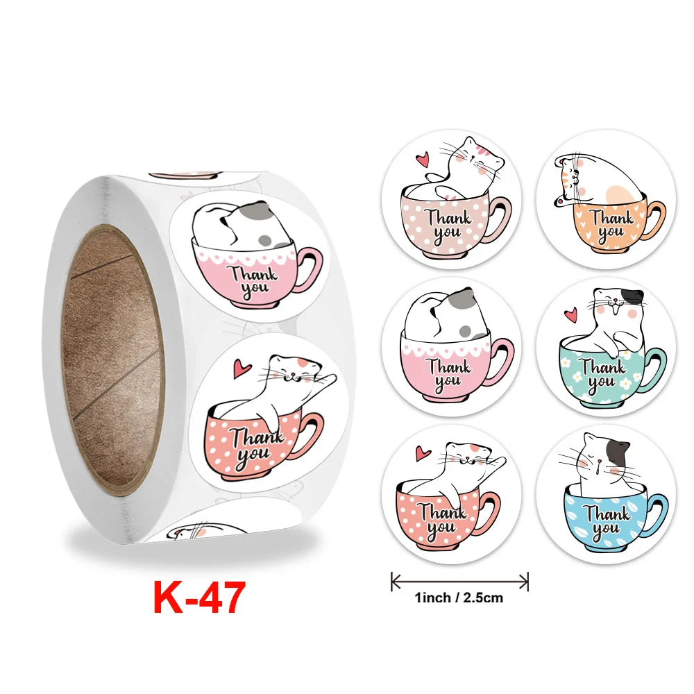 Cat Thank You Sticker Roll