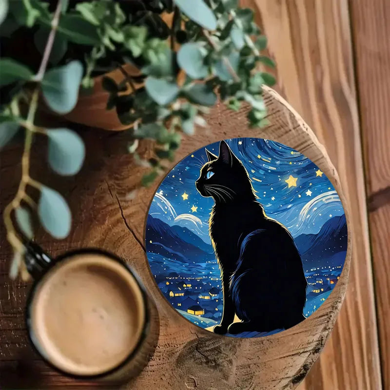 Starry Night Cat Coasters