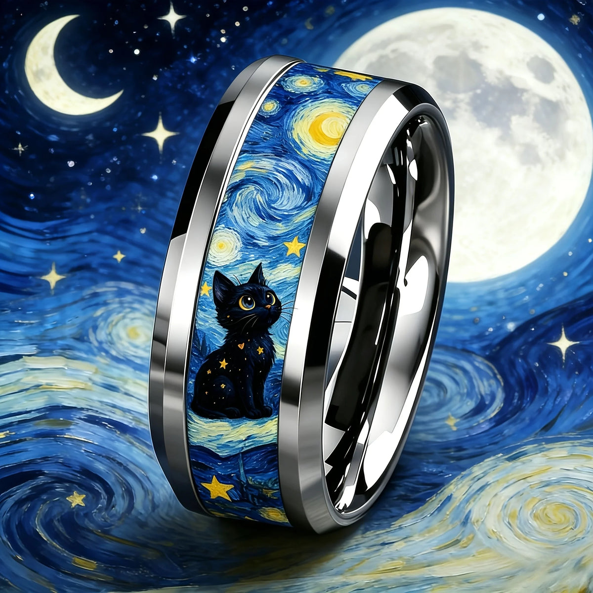 Starry Night Cat Ring