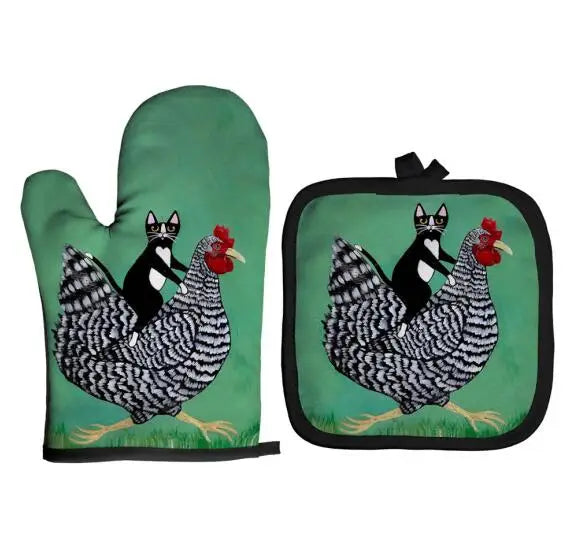 Cat Oven Mitt Set