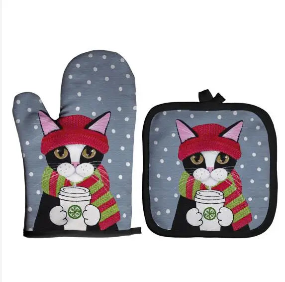 Cat Oven Mitt Set
