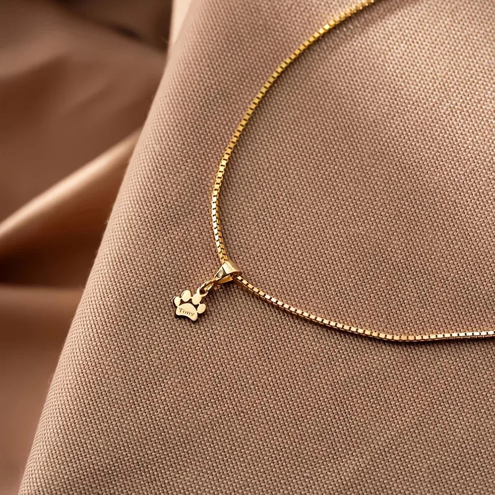 Pawprint Personalized Cat Pendant Necklace