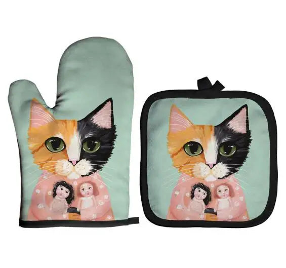 Cat Oven Mitt Set