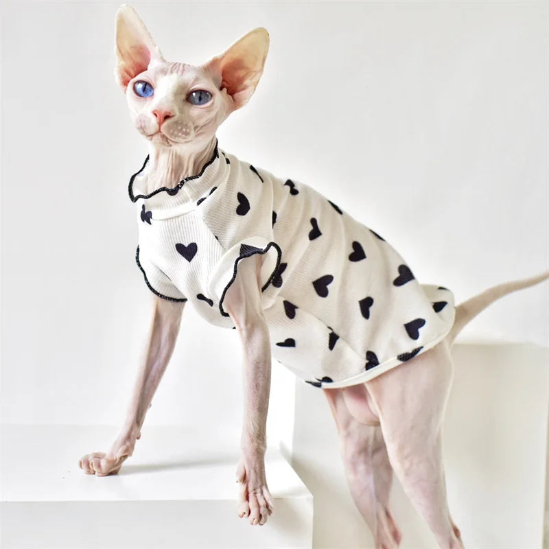 Sphynx Heart Print Cotton Shirt