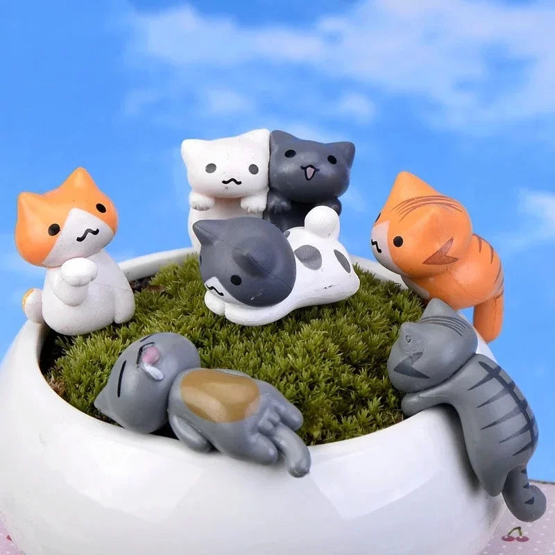 Lucky Cat Miniatures — 6-Piece Resin Kitten Set