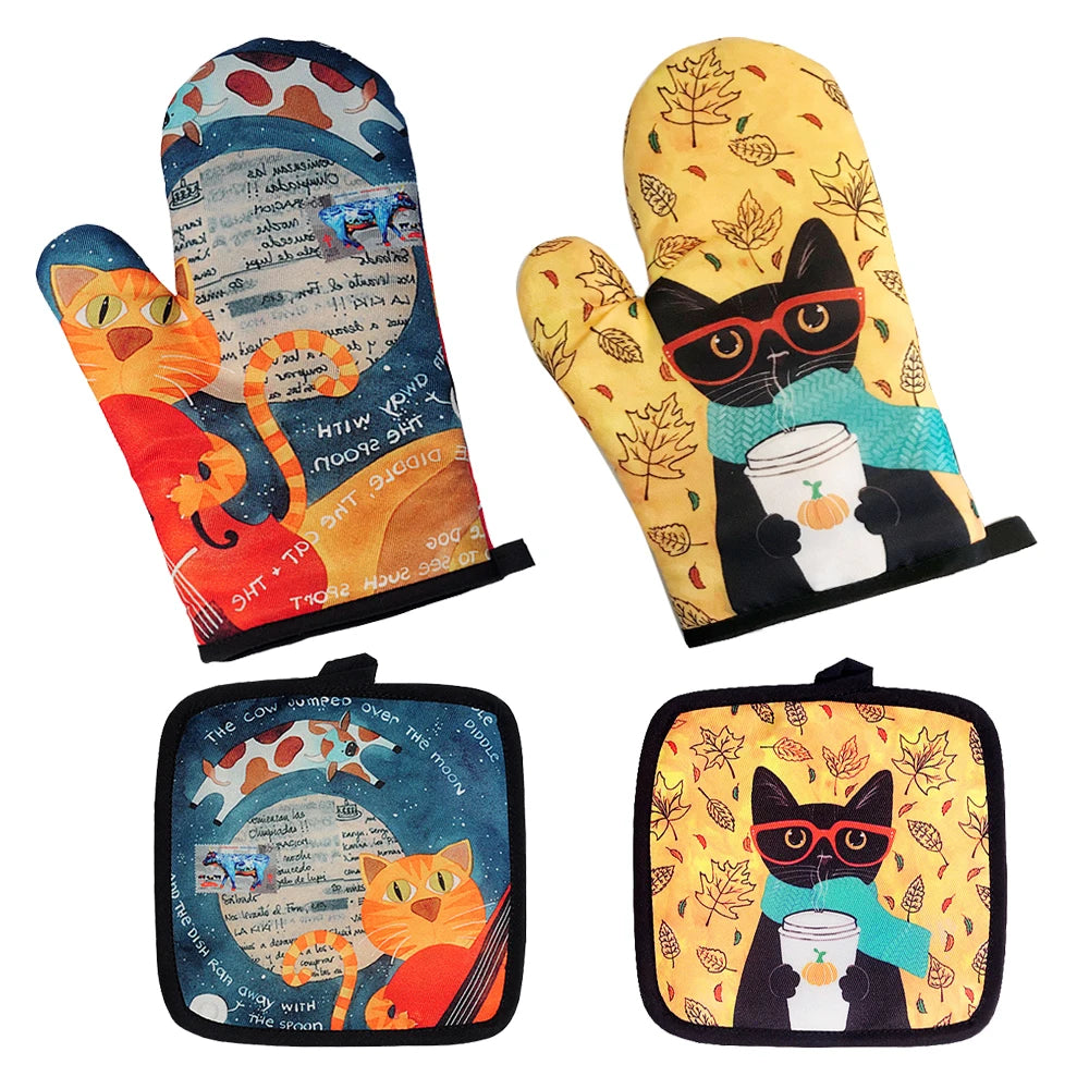 Cat Oven Mitt Set