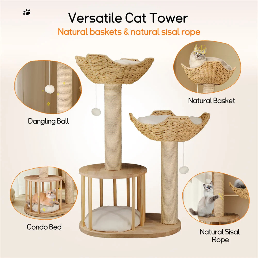 3-Tier Cat Tree | Plush Perches, Sisal Scratching Posts & Cozy Kitten Condo