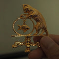 Angler Gold Cat Fishing Brooch