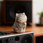 Kitten Figurine — Hand-Carved Wooden Cat Ornament