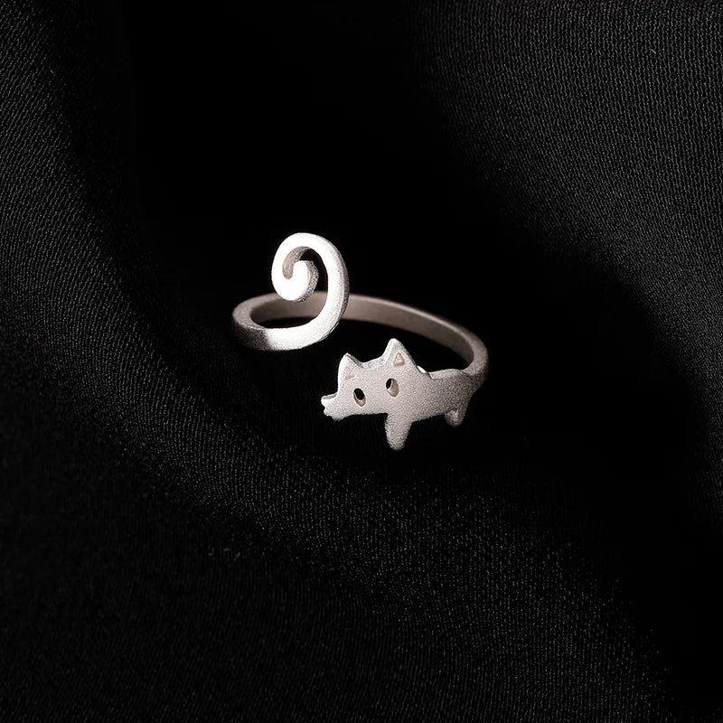 Kitty Adjustable Ring in Silver