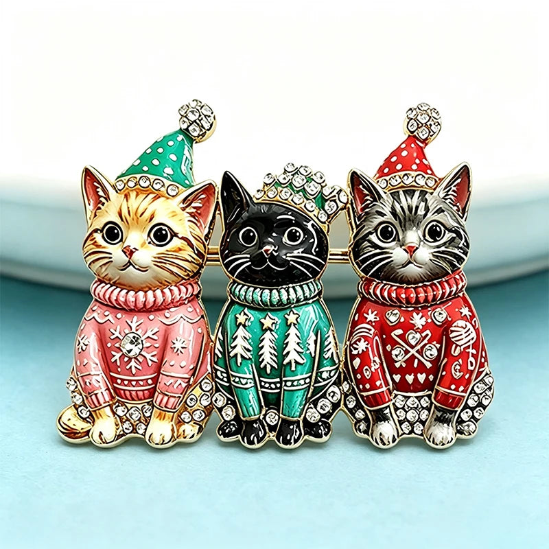 Christmas Cats Brooch