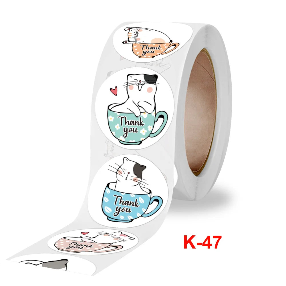 Cat Thank You Sticker Roll