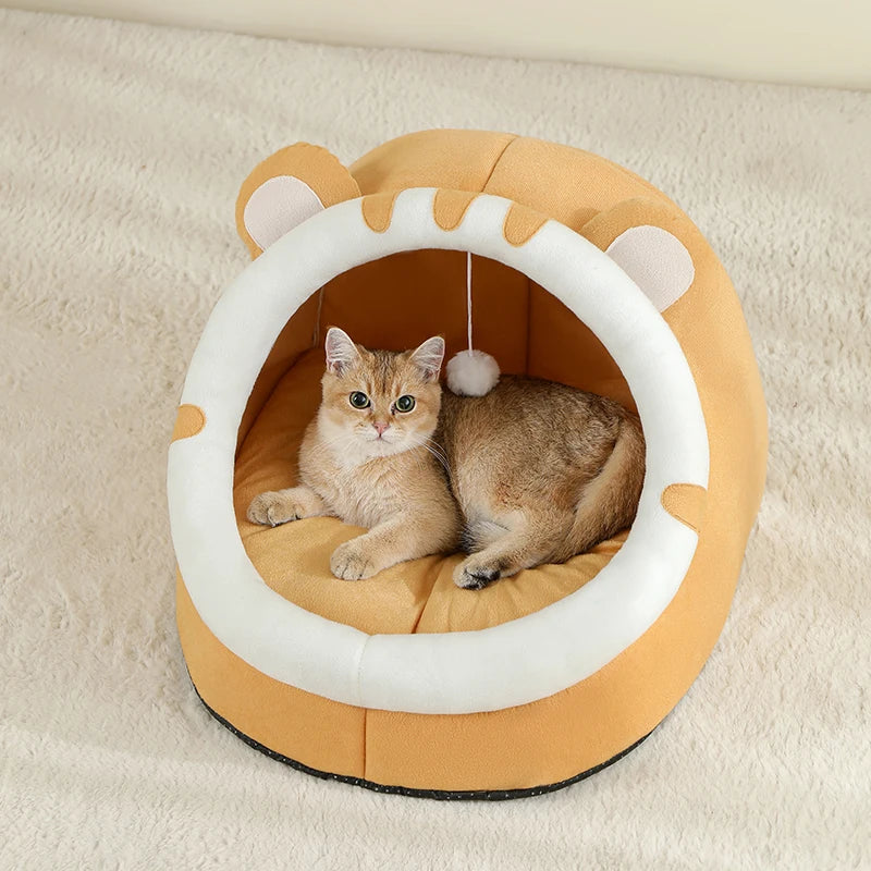 Kitten Cave Bed — Cozy Semi-Enclosed Cat House