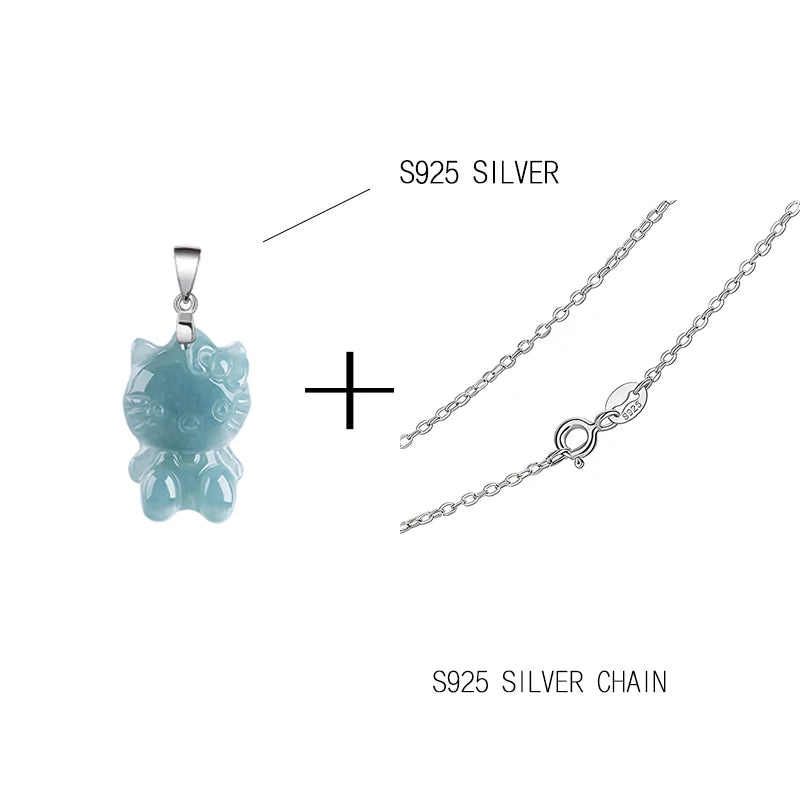 Blue Jade Cat Pendant