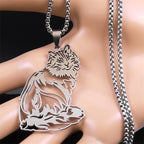 Ragdoll Cat Silhouette Necklace in Stainless Steel