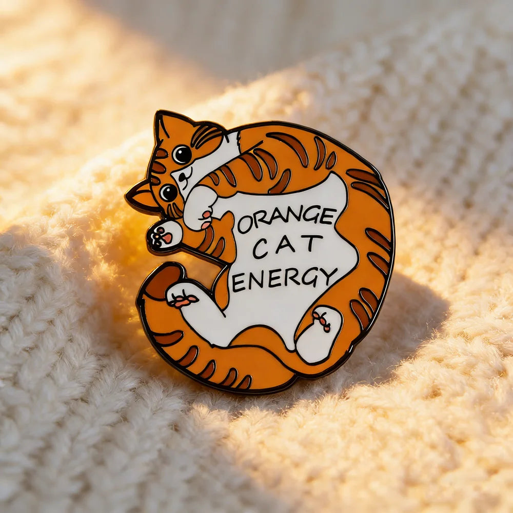 Orange Cat Energy Enamel Pin
