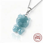 Blue Jade Cat Pendant