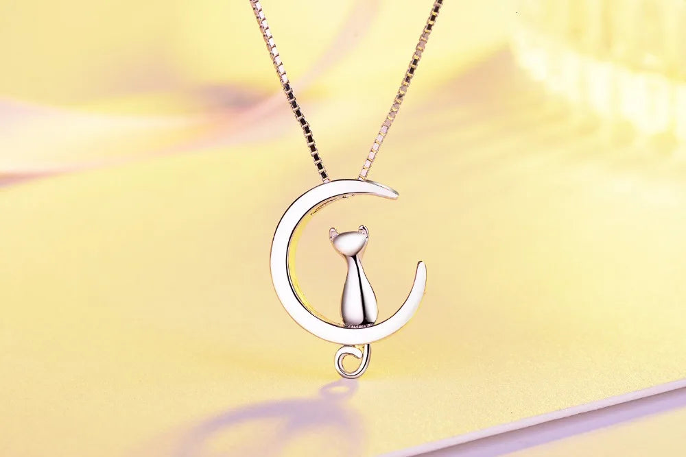 Moonkitten Zircon Cat Pendant Necklace