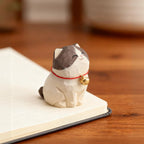 Kitten Figurine — Hand-Carved Wooden Cat Ornament