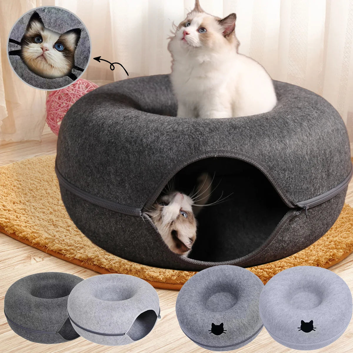 Donut Cat Tunnel Bed