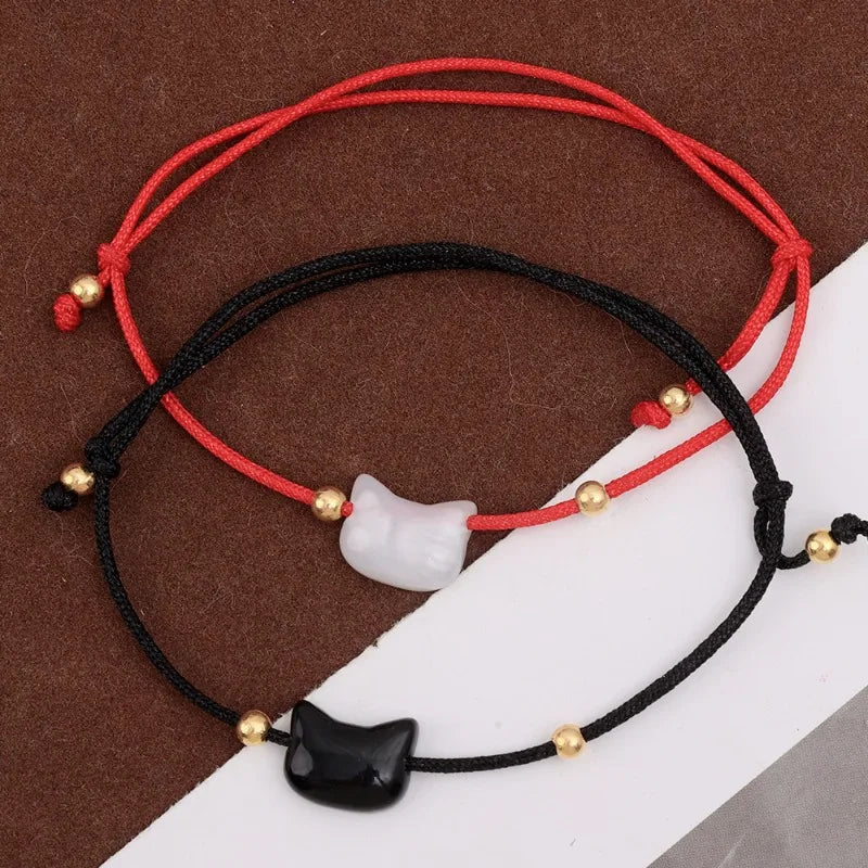 Cat Bead Couple Bracelet Set