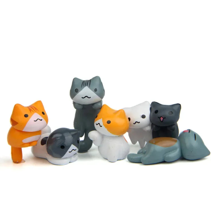 Lucky Cat Miniatures — 6-Piece Resin Kitten Set